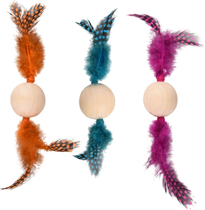 Houten bal Kirk met veren