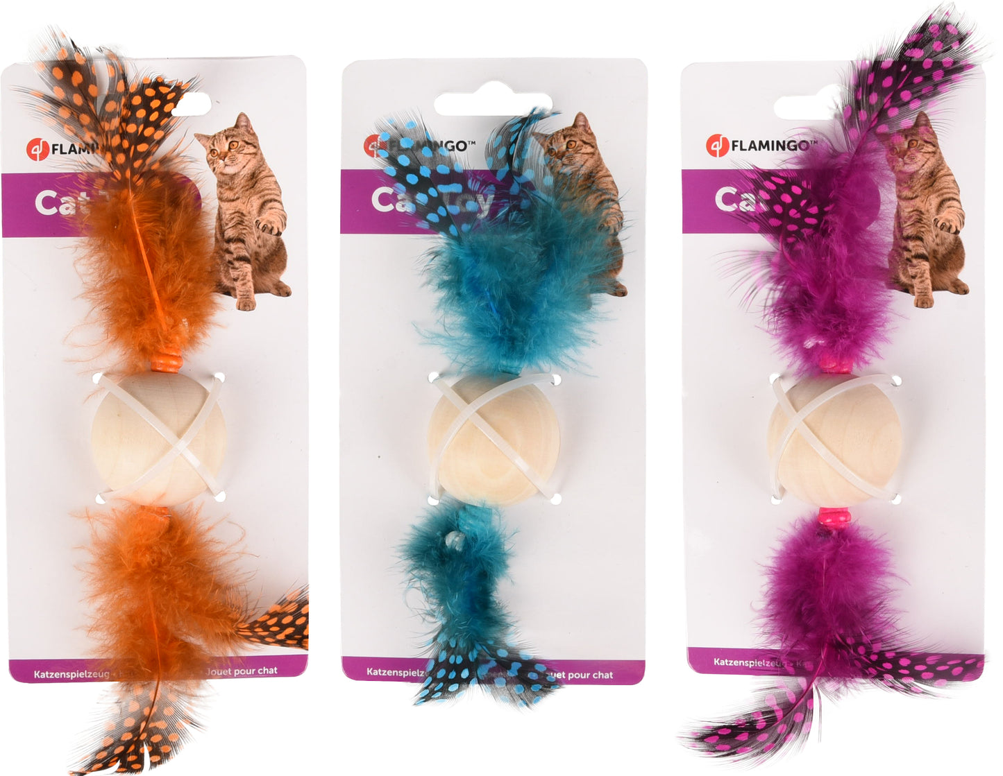 Houten bal Kirk met veren